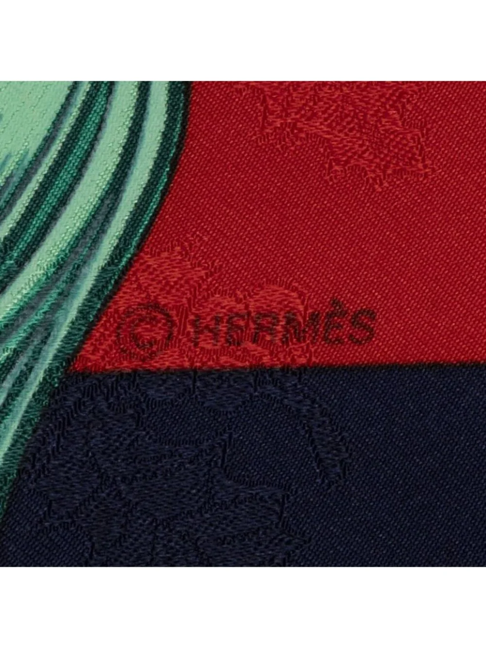 Hermes Scarf Red Navy Jacquard Silk